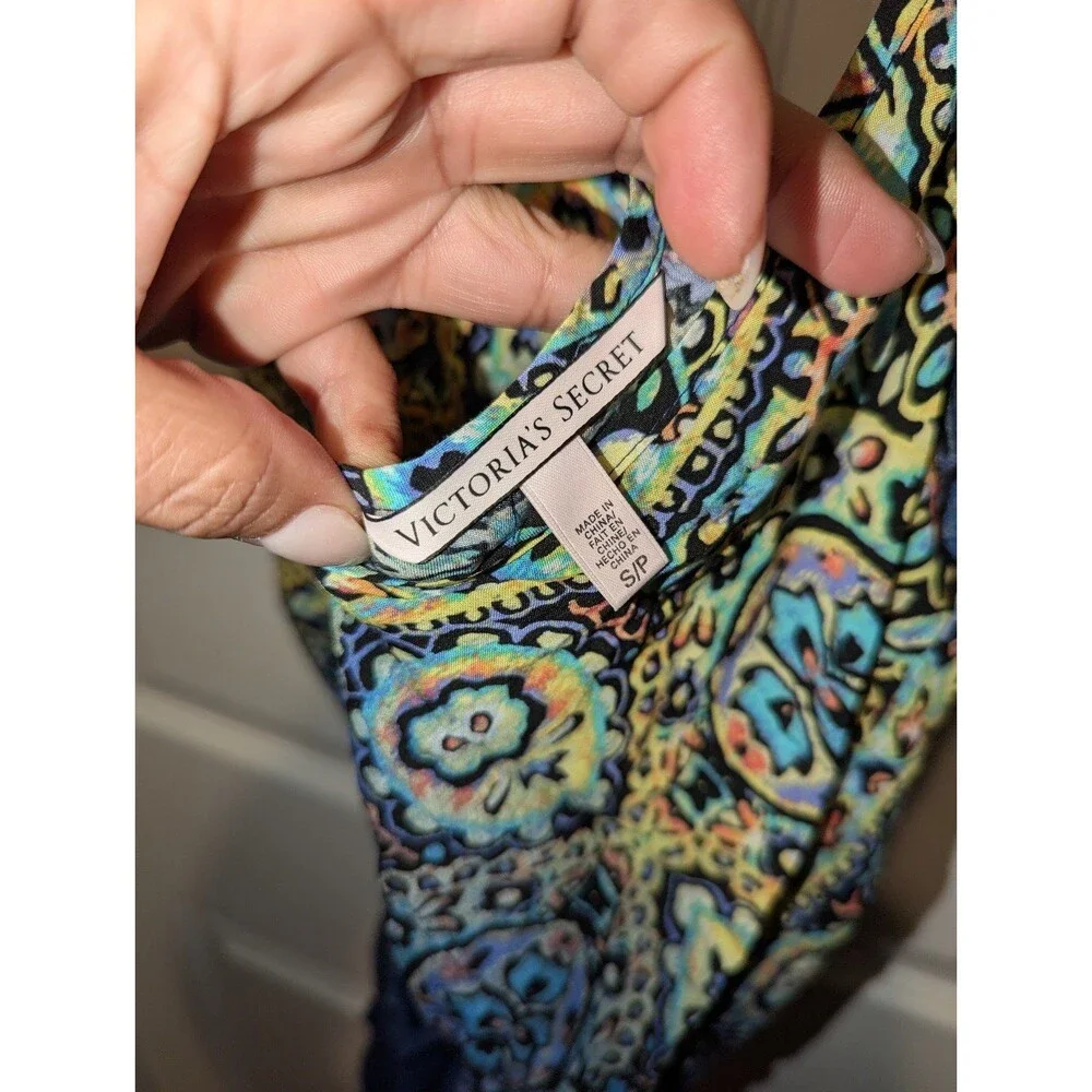 Vintage Victoria's Secret Size Small Multicolor Sleep‎ Romper Boho Cozy Chic